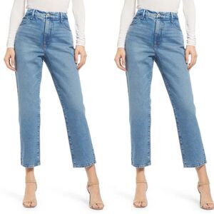 Good American Womens Straight Leg Jeans 6/28 Mid-Wash High Rise Casual Designer